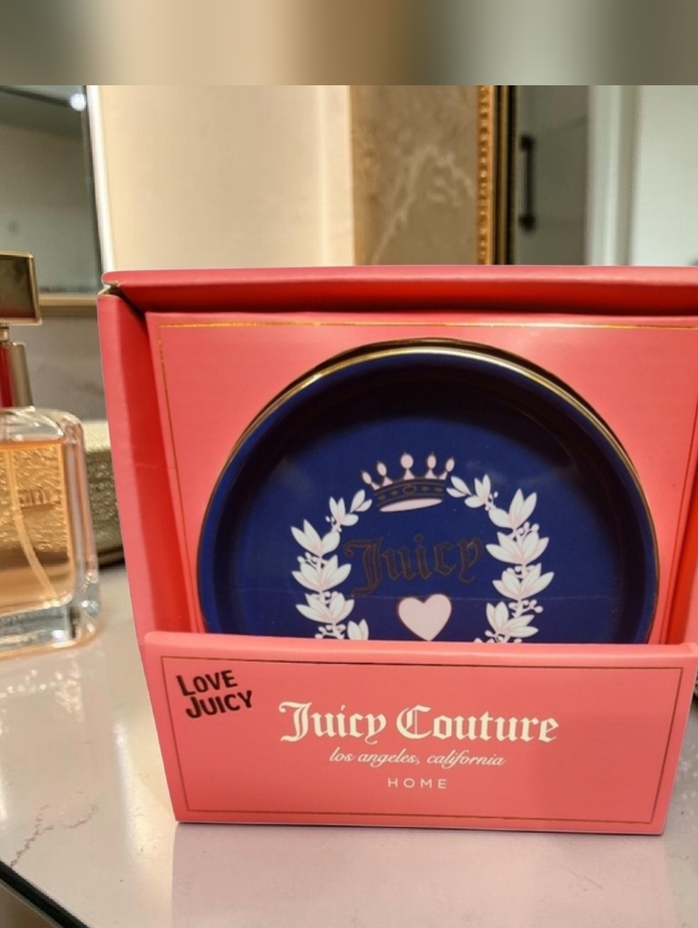 NWT Juicy Couture Pink and Blue Cwramic Trinket Tray